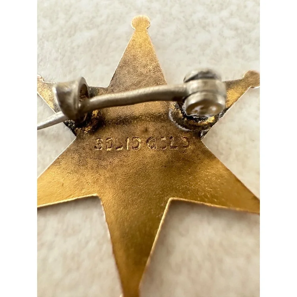 Antique Victorian stamped solid gold 6 pointed star dainty pin brooch - Picture 6 of 7